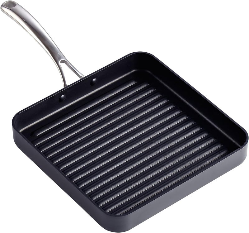 Cooks Standard Nonstick Square Grill Pan 11 x 11Inch Hard Anodized Grilling Skillet Pan Cookware for Camping Home Use