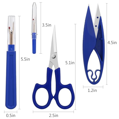 CampTek Seam Ripper & Thread Remover Kit - Professional Ergonomic Stitch Cutter Tools for Quilting, Leather, Denim, Cross Stitch | Sewing Supplies with Patch Remover, Durable Sewing Kit Tools (Blue) - Image 2