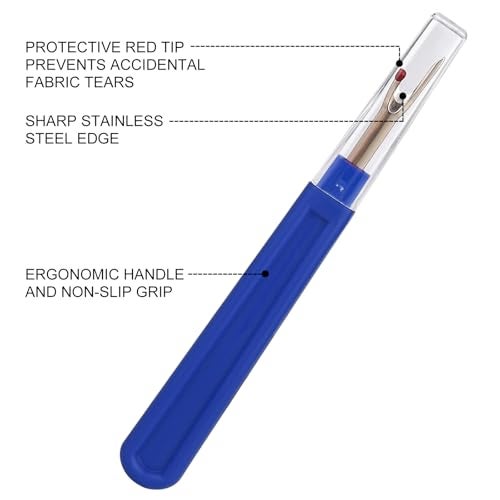 CampTek Seam Ripper & Thread Remover Kit - Professional Ergonomic Stitch Cutter Tools for Quilting, Leather, Denim, Cross Stitch | Sewing Supplies with Patch Remover, Durable Sewing Kit Tools (Blue) - Image 3