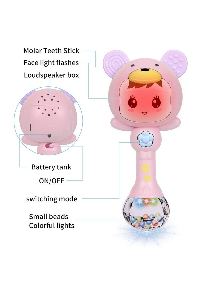 KASTWAVE Baby Girl Toys, Light Up Musical Rattle Teether Toy for Babies With Toddlers BPA Free Infant Sensory Molar Rattle Teething Toys for Baby Girls Hand Grip Pink - Image 5