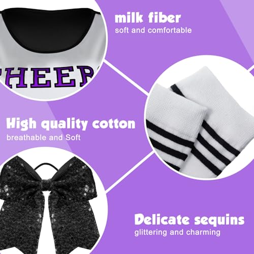 SATINIOR 4 Pcs Cheerleader Costumes for Women Adults Girls Cheer Uniform Outfit for 2025 Halloween(Small,Black) - Image 3