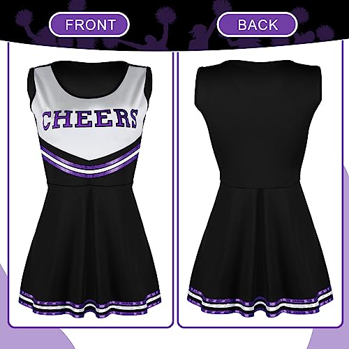 SATINIOR 4 Pcs Cheerleader Costumes for Women Adults Girls Cheer Uniform Outfit for 2025 Halloween(Small,Black) - Image 4