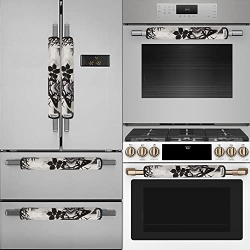 E-Retailer® Polyester 3-Layered Fridge Handle Cover Set of 2Pcs. For Refrigerator and Microwave oven (Color-Black Floral, Size-12x6 Inches) - Image 3