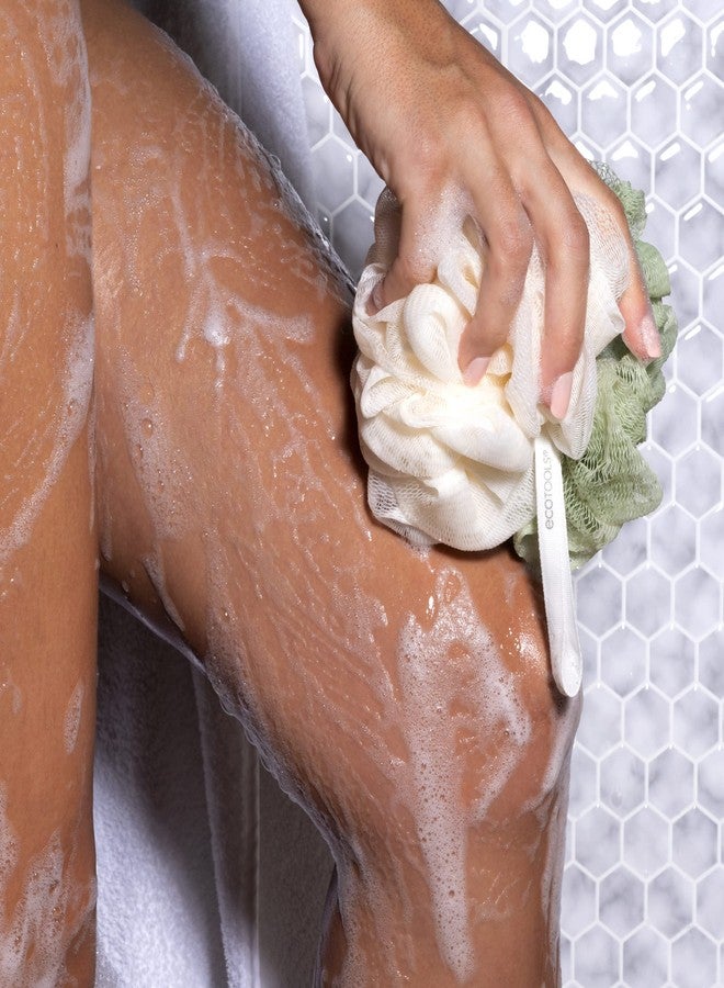 EcoTools Green 2-in-1 EcoPouf, Dual-Sided Shower Loofah Exfoliates & Cleanses Skin, Made of Recycled Netting, Removes Dead Skin, Eco-Friendly Bath Accessory, Cruelty-Free, 6 Count (60g) - Image 4