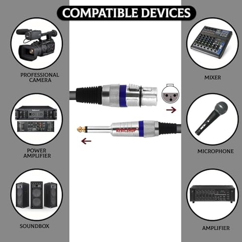 KEBILSHOP Mic Cable 6.35mm Jack Male To XLR 3PIN Female Cord Wire For Microphone/Guitar Cable 10 Meter.Black,1pc pack (10 Meter/32.8 feet) - Image 5