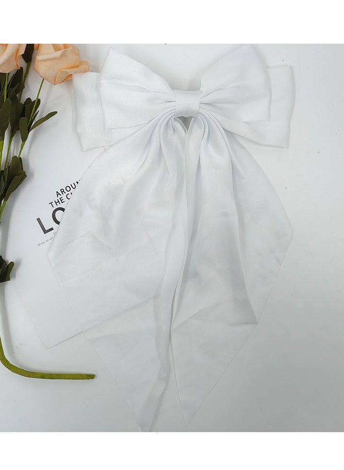 DTBG Big Bow Hair Clips 2pcs, Long Tail French Hair Bows for Women Girl, Satin Silky Bow Hair Barrette, Black White Bow Hair Dress Up Accessories for Party/Show/Wedding - Image 3