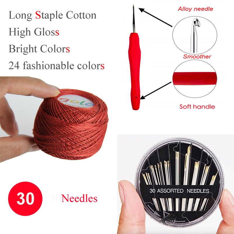 golo 24 Balls Crochet Thread Size 10 Yarn for Hand Knitting Crochet Yarn 10-24-1 - Image 3