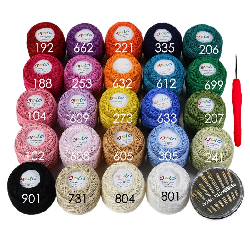 golo 24 Balls Crochet Thread Size 10 Yarn for Hand Knitting Crochet Yarn 10-24-1 - Image 4