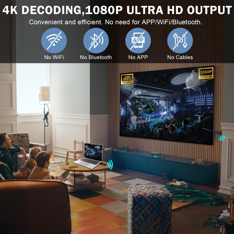 Beyn جهاز إرسال واستقبال HDMI لاسلكي من بين، شاشة LED مطورة 2026، فك تشفير 4K وإخراج 1080P، موسع HDMI لاسلكي سهل الاستخدام، متوافق مع الكمبيوتر/اللابتوب/الكاميرا/التلفاز عالي الدقة/البروجيكتور/صندوق التلفاز - Image 2