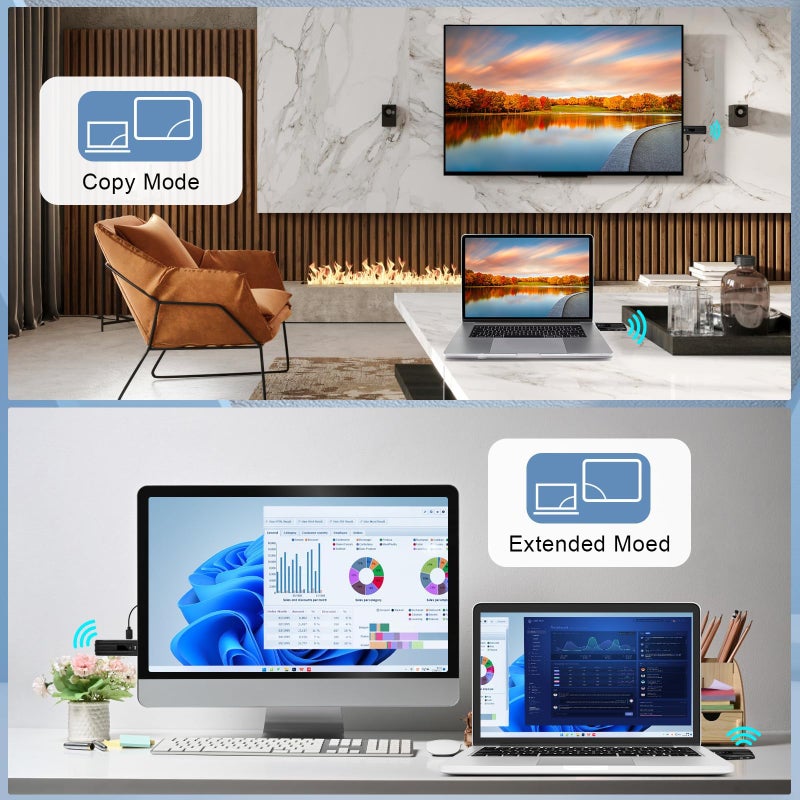 Beyn جهاز إرسال واستقبال HDMI لاسلكي من بين، شاشة LED مطورة 2026، فك تشفير 4K وإخراج 1080P، موسع HDMI لاسلكي سهل الاستخدام، متوافق مع الكمبيوتر/اللابتوب/الكاميرا/التلفاز عالي الدقة/البروجيكتور/صندوق التلفاز - Image 5