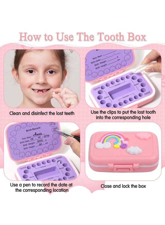 Caffox Tooth Holders for Kids Keepsake, Baby Teeth Keepsake Box, Tooth Saver, Tooth Container for Lost Teeth, Teeth Storage Holder for Tooth Fairy (Pink) - Image 5