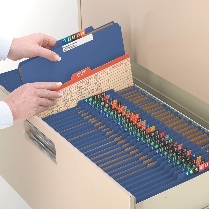 Smead Pressboard Classification File Folder with SafeSHIELD Fasteners, 3 Dividers, 3" Expansion, Legal Size, Dark Blue, 10 per Box (19096) - Image 5