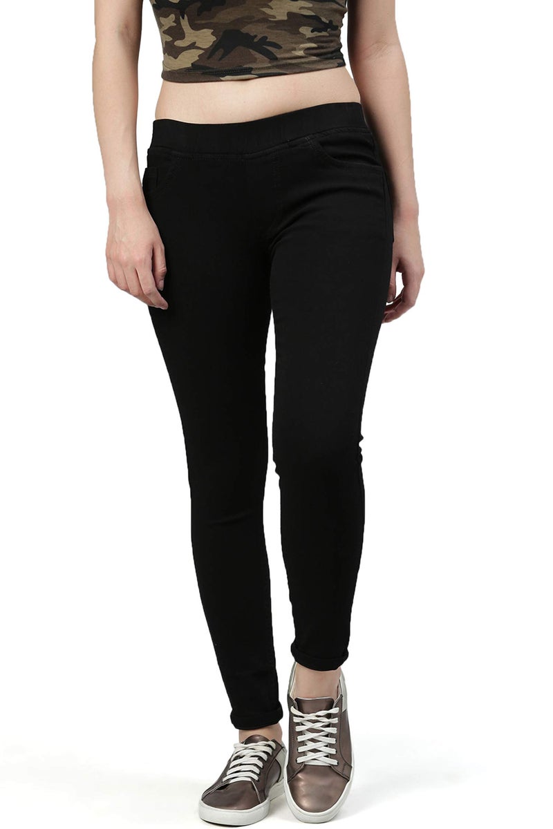 ADBUCKS Women's Denim Silm Fit Stretch Mid Rise Jeggings (Black, 30) - Image 1