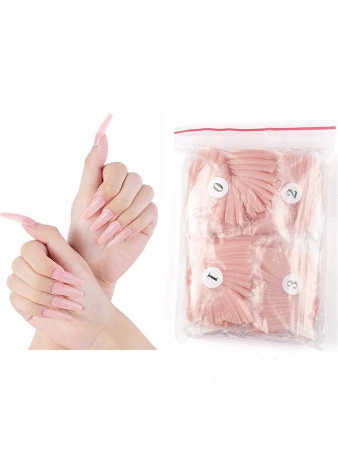 LuckForever 500Pc Nude Pink Press On Coffin Nails Painted Acrylic Nail Art Tips Artificial Fingernails False Nails Full Cover Party Manicure Design Decor For Women Girls  - Image 5