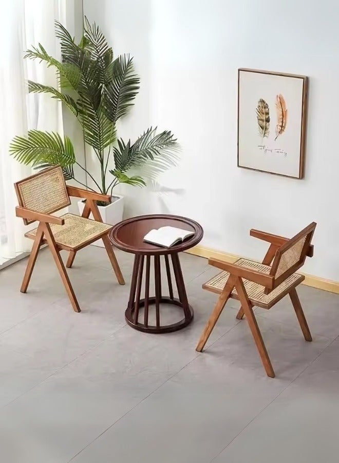 Maria Mid-Century Modern Accent Chair -  Wood Frame Armchair with Rattan for Home, Office, Living Room, and Dining Room - Image 2