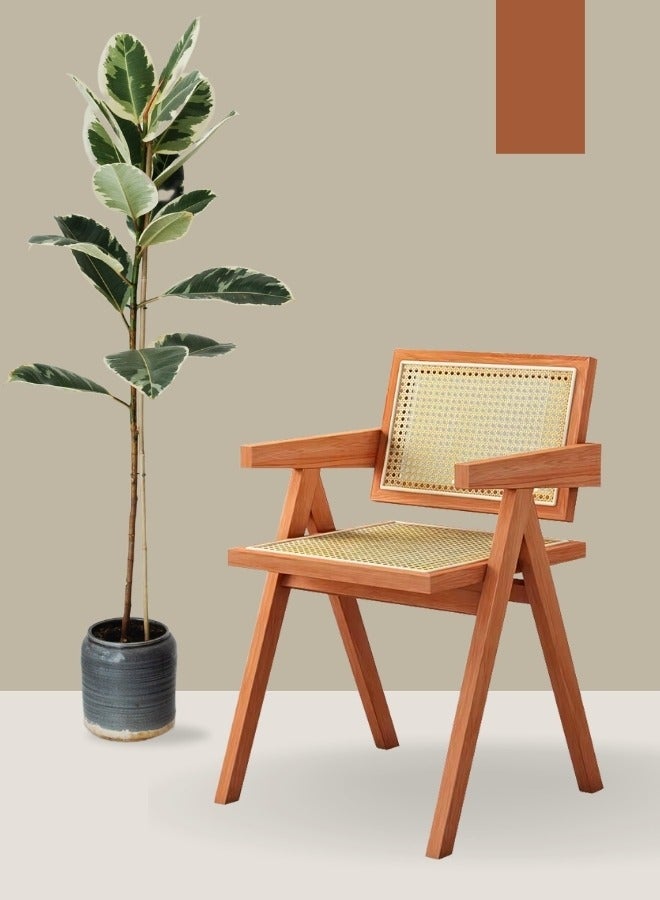 Maria Mid-Century Modern Accent Chair -  Wood Frame Armchair with Rattan for Home, Office, Living Room, and Dining Room - Image 1