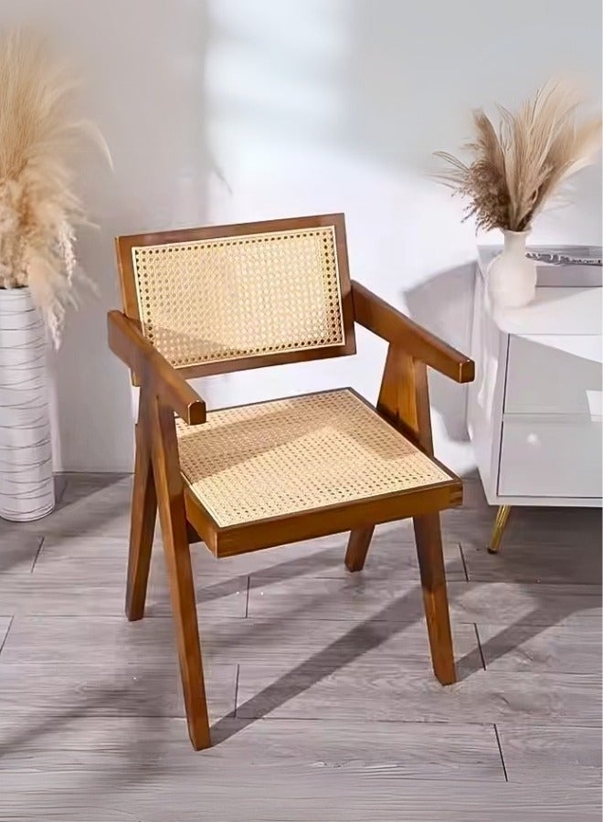 Maria Mid-Century Modern Accent Chair -  Wood Frame Armchair with Rattan for Home, Office, Living Room, and Dining Room - Image 3