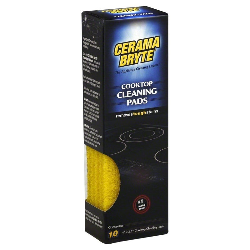 Cerama Bryte وسادات تنظيف سيراما برايت 1 × 10 عبوة لتنظيف سطح الطهي والموقد للأسطح الزجاجية - السيراميكية، 10 عدّاد - Image 1