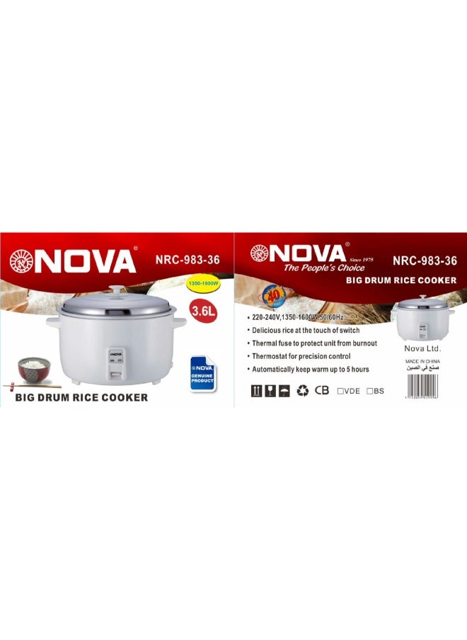 NOVA Big Drum Rice Cooker NRC 977-6 White  - Image 3