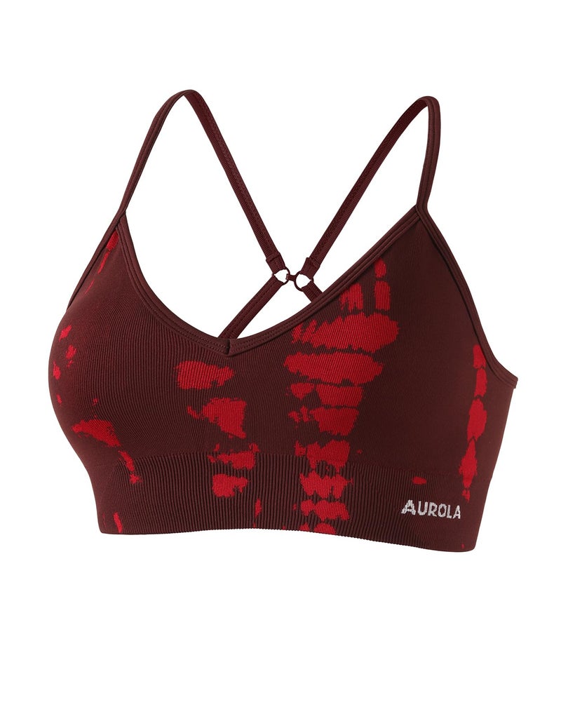 AUROLA Serpent Seamless Sports Bras for Women,Backless Padded Strappy Workout Gym Yoga Crop Tops,Saffron,M - Image 1