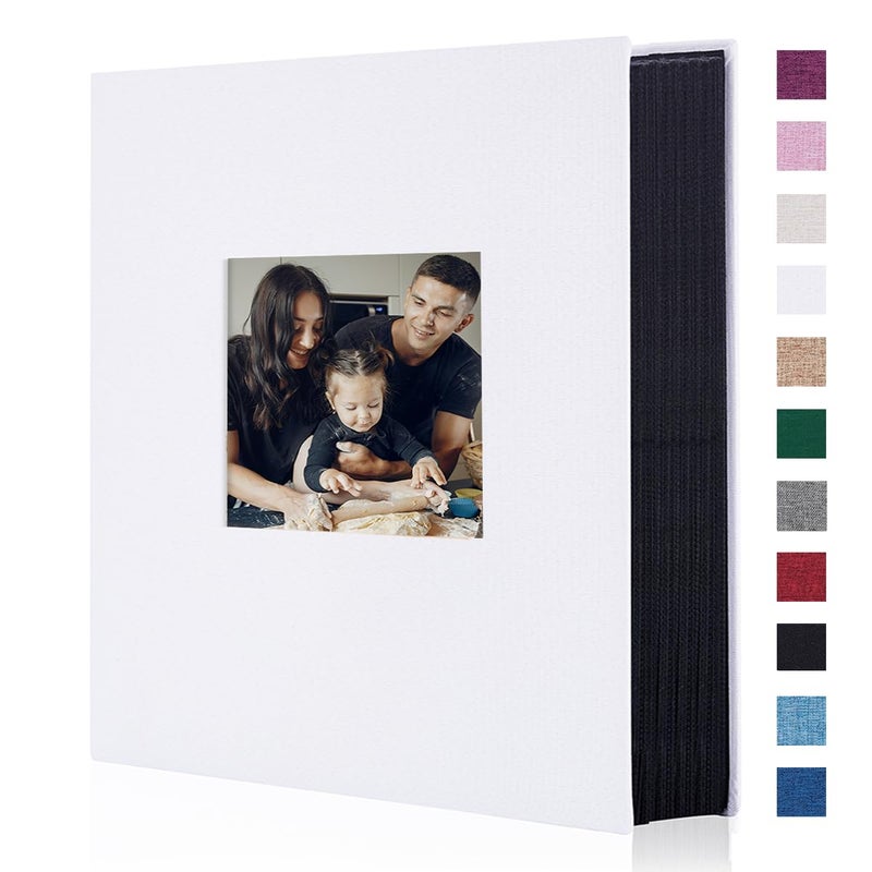 Artmag Fabric Photo Album 4x6 400 Large Capacity for Family Wedding Anniversary Linen Album Holds 400 Vertical Photos 400 Pockets White