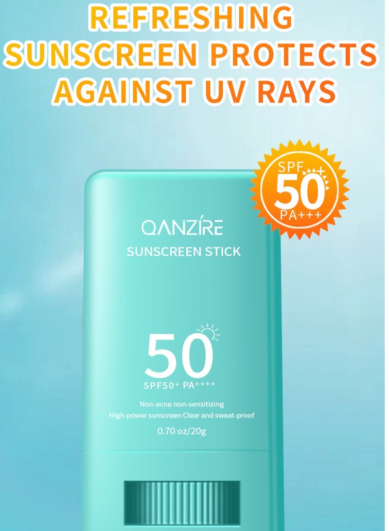 QANZIRE Centella asiatica sunscreen stick SPF50+ PA++++ No acne, no sensitivity, high efficiency sunscreen, clear and sweat-proof/20g - Image 1