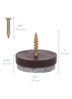 Navaris Navaris Felt Pads for Furniture (50 Pieces) - Round Screw-in Sliders for Chair Legs, Feet - Floor Gliders to Protect Hardwood - 1", Brown  - Image 3