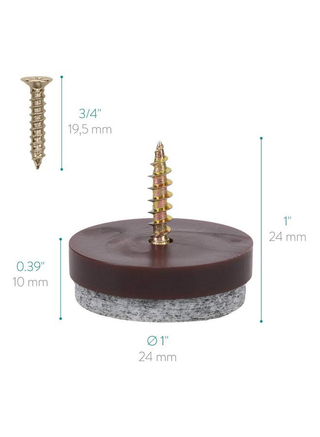 Navaris Navaris Felt Pads for Furniture (50 Pieces) - Round Screw-in Sliders for Chair Legs, Feet - Floor Gliders to Protect Hardwood - 1", Brown  - Image 3