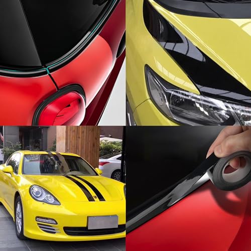 Arespark غطاء فينيل أسود لامع من أريس بارك، مجموعة شريط فينيل للسيارات لحذف الكروم الأسود، تريم النوافذ والأبواب مع أدوات مجانية (4 بوصة × 30 قدم) - Image 3