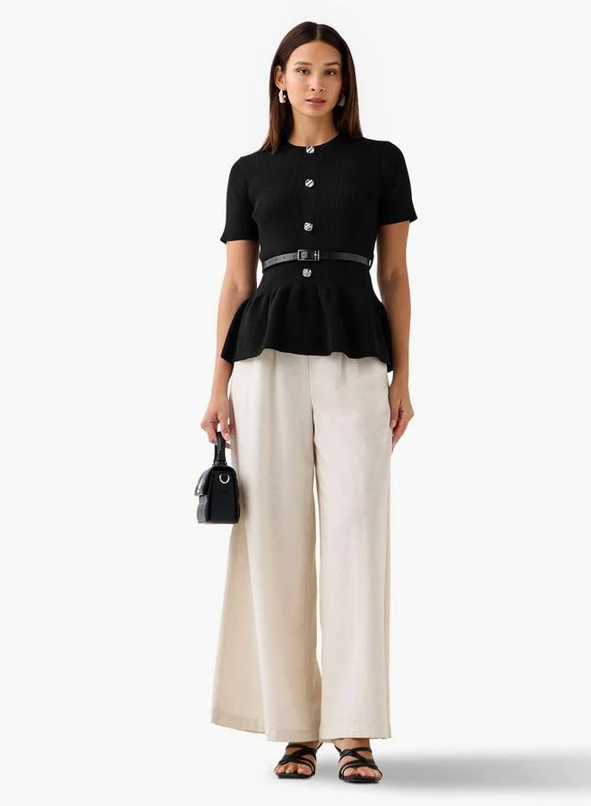 2Xtremz 2Xtremz Crew Neck Peplum Top