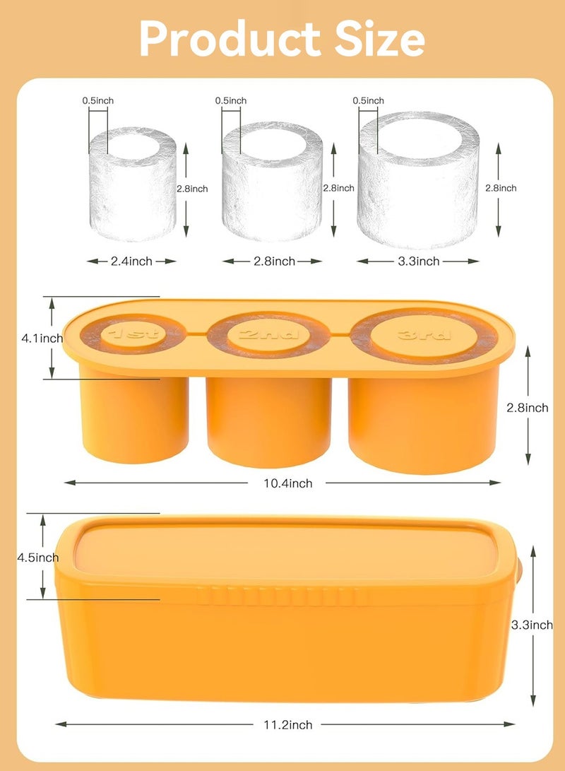 LEOKOR Ice Cube Tray for Stanley 40oz Tumbler, 3 Pcs Silicone Hollow Cylinder Ice Mold with Lid and Bin, Suitable for Ice Drink and Juice - Image 4