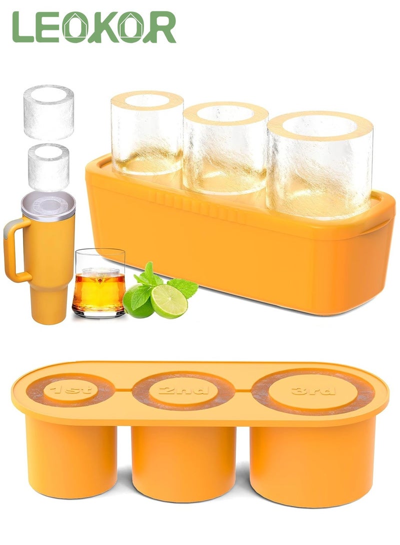 LEOKOR Ice Cube Tray for Stanley 40oz Tumbler, 3 Pcs Silicone Hollow Cylinder Ice Mold with Lid and Bin, Suitable for Ice Drink and Juice - Image 1