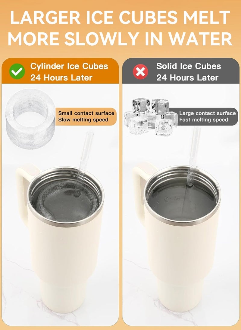 LEOKOR Ice Cube Tray for Stanley 40oz Tumbler, 3 Pcs Silicone Hollow Cylinder Ice Mold with Lid and Bin, Suitable for Ice Drink and Juice - Image 3