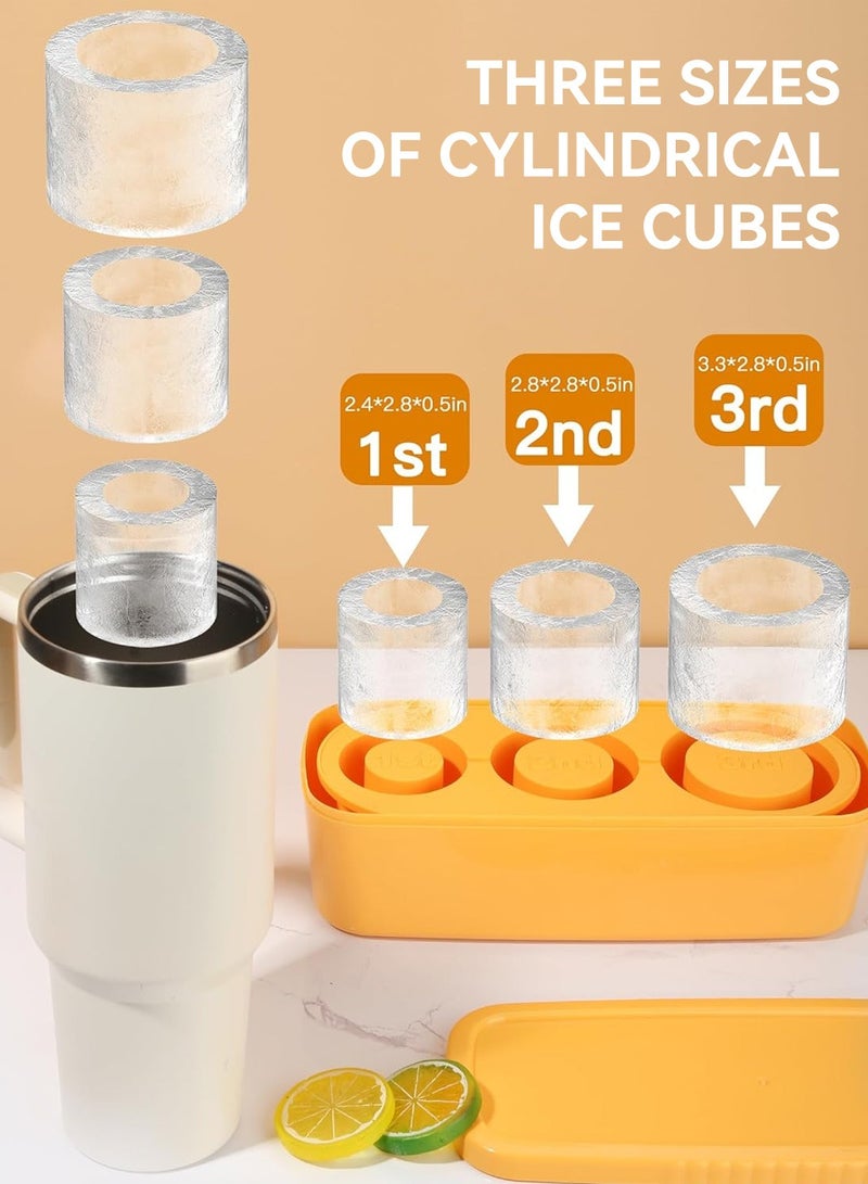 LEOKOR Ice Cube Tray for Stanley 40oz Tumbler, 3 Pcs Silicone Hollow Cylinder Ice Mold with Lid and Bin, Suitable for Ice Drink and Juice - Image 2