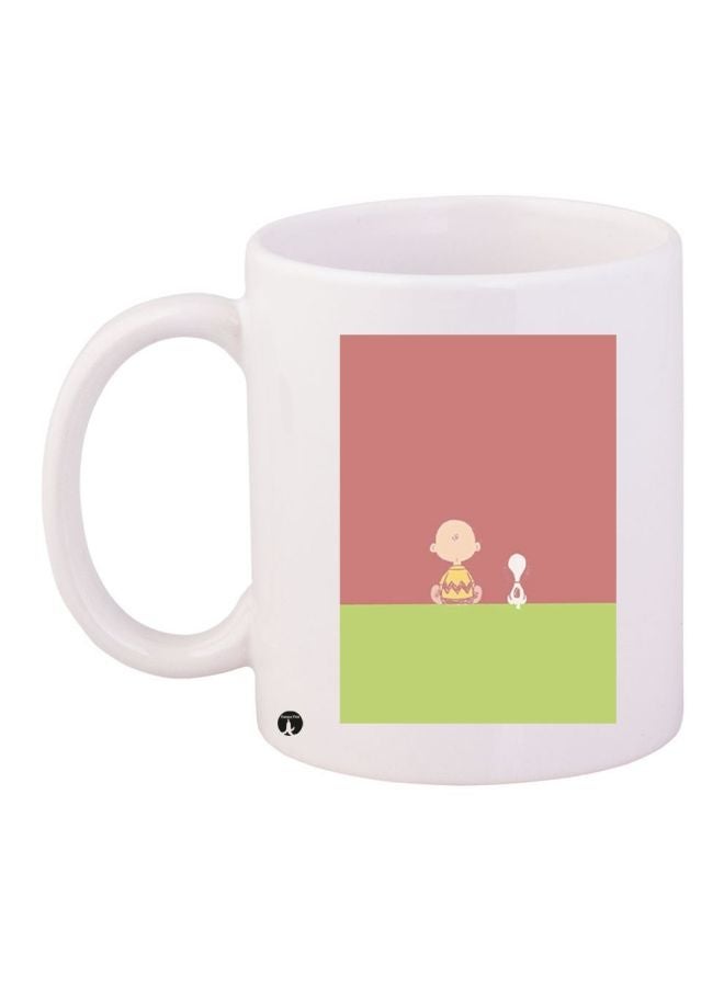 RYN Cartoon Printed Coffee Mug White/Pink/Green 11ounce