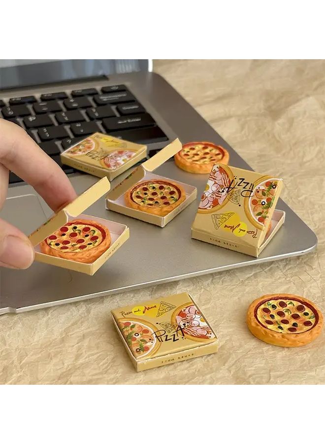 Realistic Mini Pizza Slice And Display Box Set Dollhouse Miniature Takeaway Model With Cheese Pepperoni Toppings A Pizza - Image 1