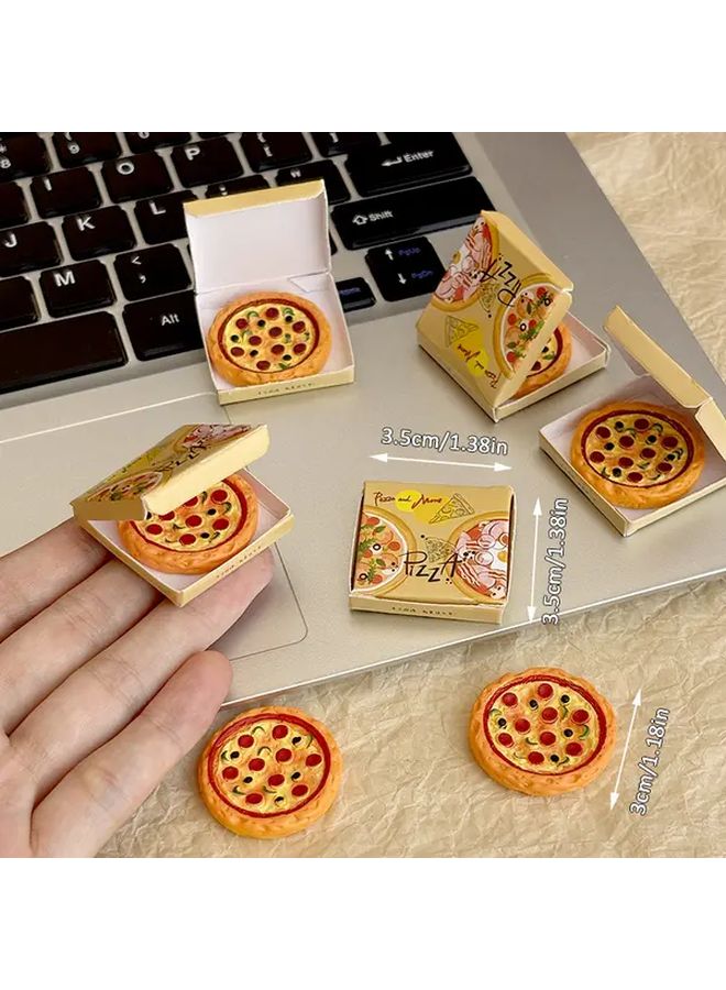Realistic Mini Pizza Slice And Display Box Set Dollhouse Miniature Takeaway Model With Cheese Pepperoni Toppings A Pizza - Image 2