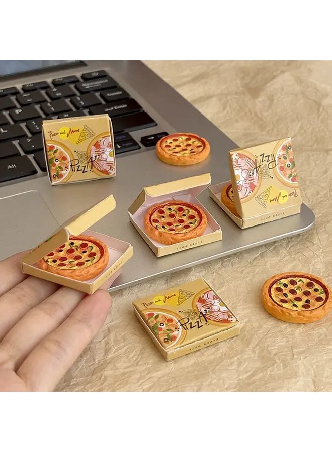 Realistic Mini Pizza Slice And Display Box Set Dollhouse Miniature Takeaway Model With Cheese Pepperoni Toppings A Pizza - Image 4