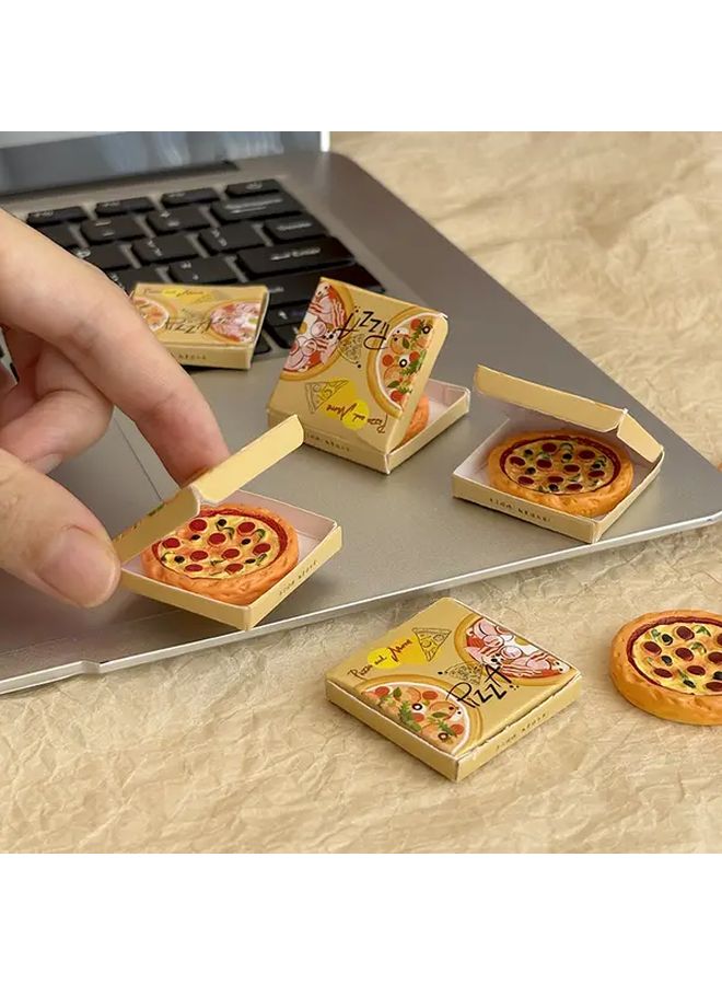 Realistic Mini Pizza Slice And Display Box Set Dollhouse Miniature Takeaway Model With Cheese Pepperoni Toppings A Pizza - Image 5