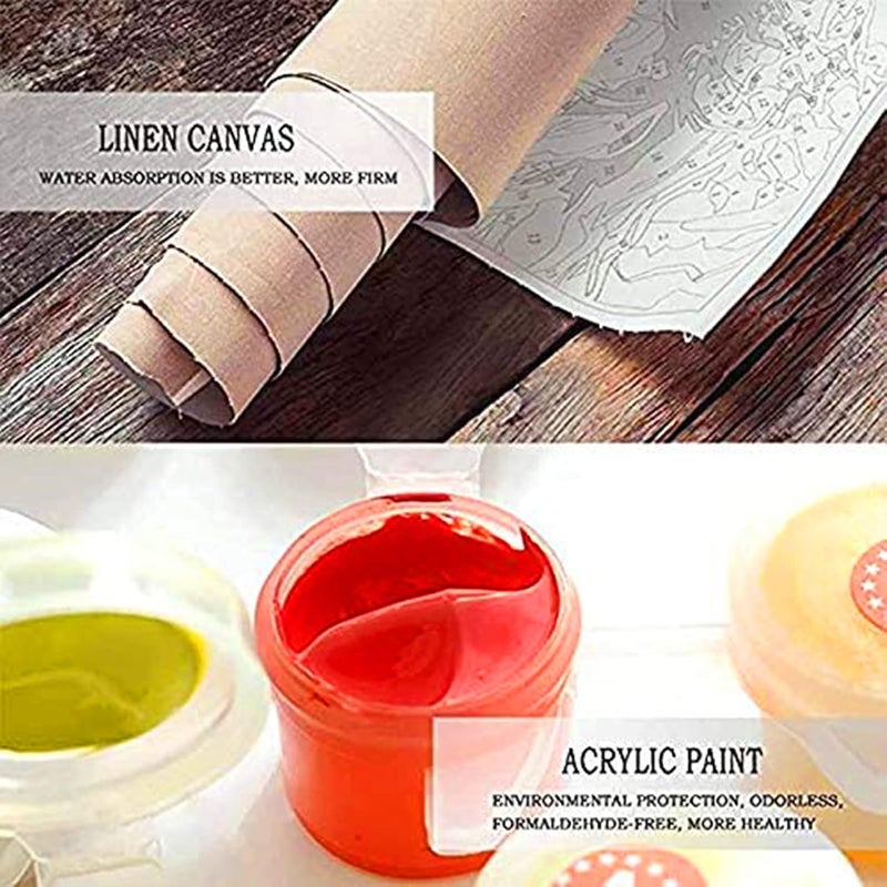 Tucocoo Abstract Blue Cat Paint by Numbers Kits 16x20 inch Canvas Watercolor DIY Oil Painting for Adults with Brushes and Acrylic Pigment Colorful Ballons Picture for Home Decor Without Frame - Image 4