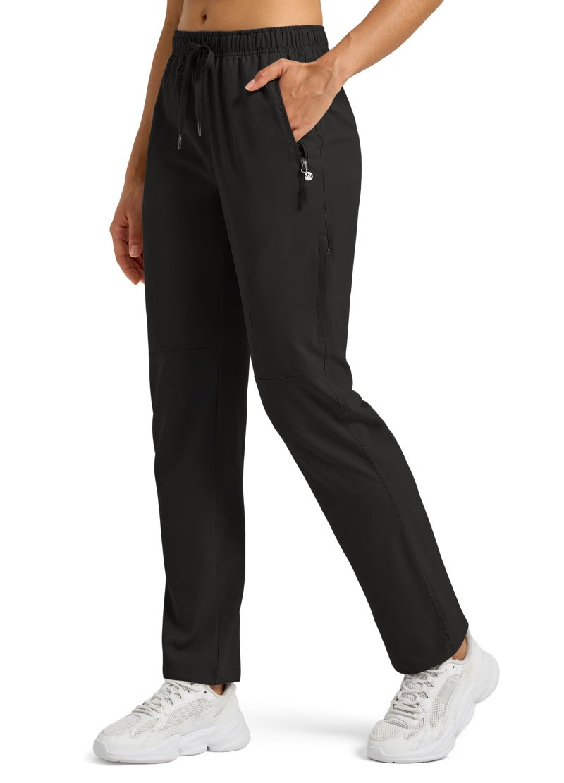 Willit Women's Hiking Pants Quick Dry Cargo Pants Lightweight Water Resistant Travel Golf Pockets Black M - Image 1