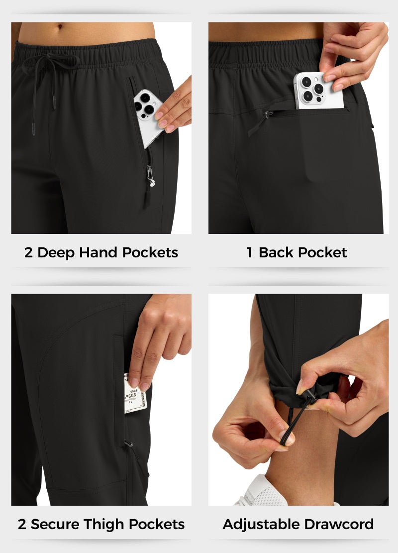 Willit Women's Hiking Pants Quick Dry Cargo Pants Lightweight Water Resistant Travel Golf Pockets Black M - Image 5