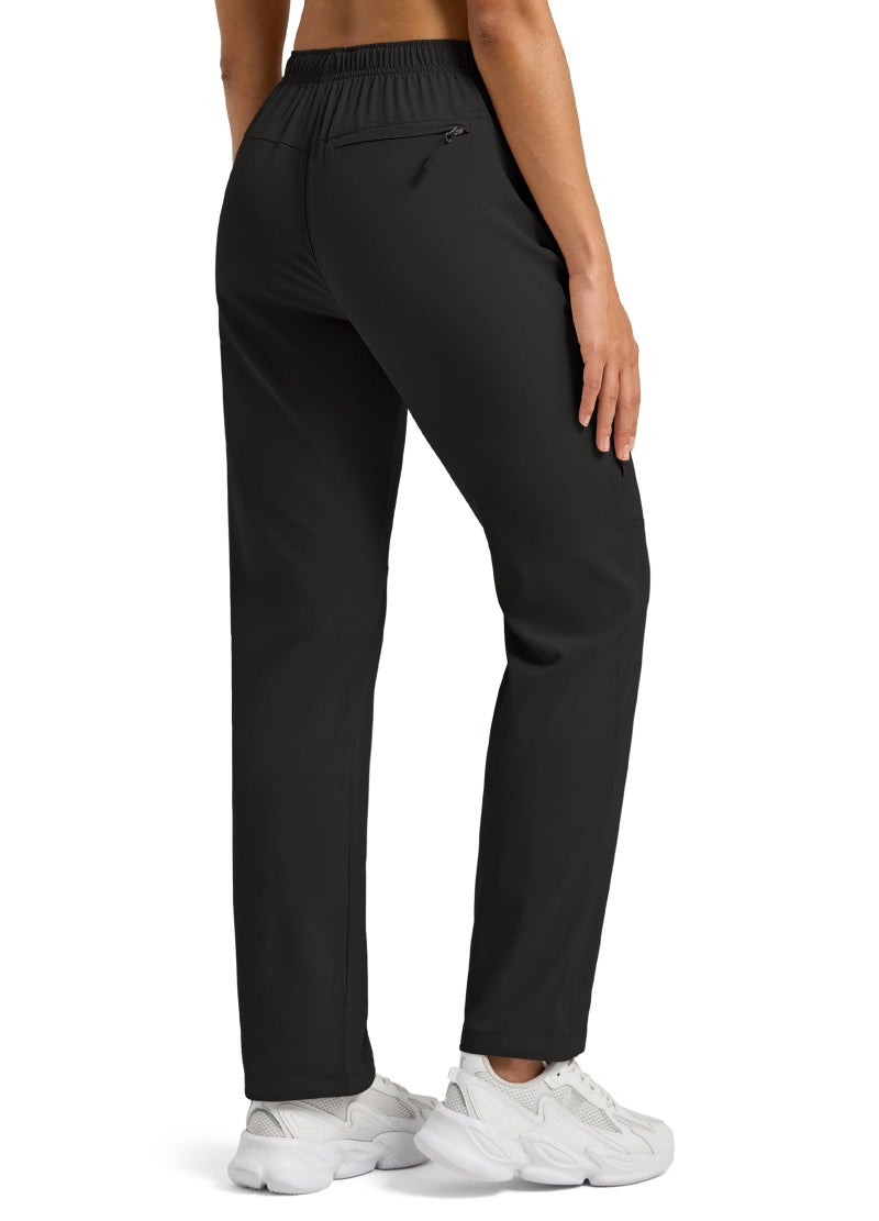 Willit Women's Hiking Pants Quick Dry Cargo Pants Lightweight Water Resistant Travel Golf Pockets Black M - Image 3