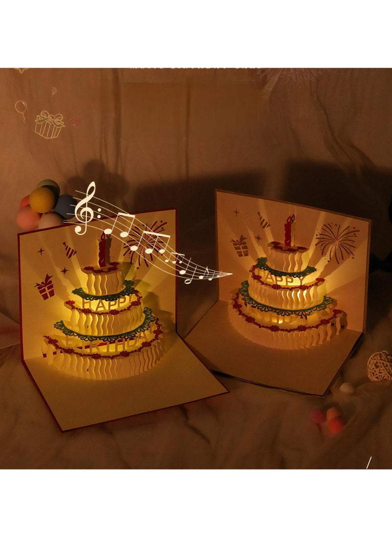 LKTOCAFT - Music and Lighting Design 3D Pop-Up Card, Greeting Card for Birthday, Sturdy and Solid Cardstock Gift Card with Envelope and Thank You Card - Image 1
