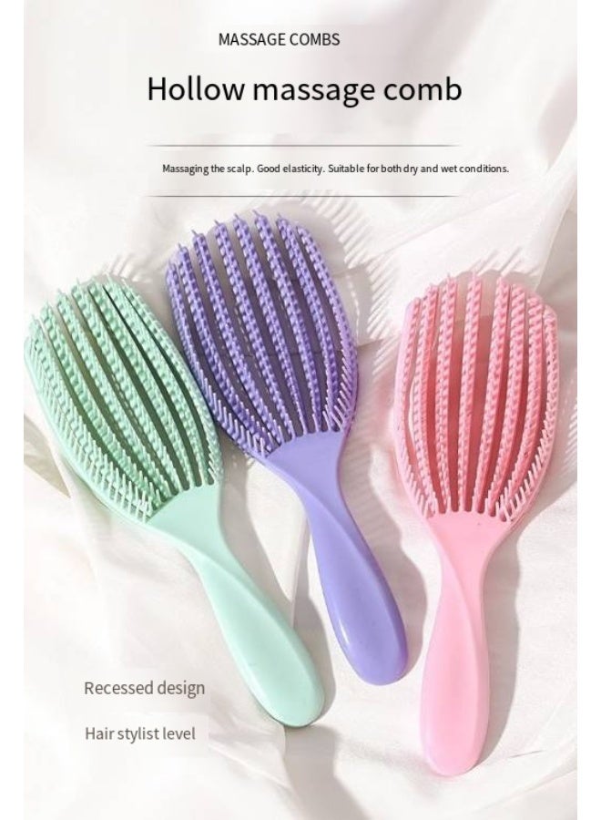Shell comb with hollow design for volumizing and smoothing hair; anti-static, gentle on hair, massages the scalp; ribbed comb, suitable for both wet and dry use. - Image 3