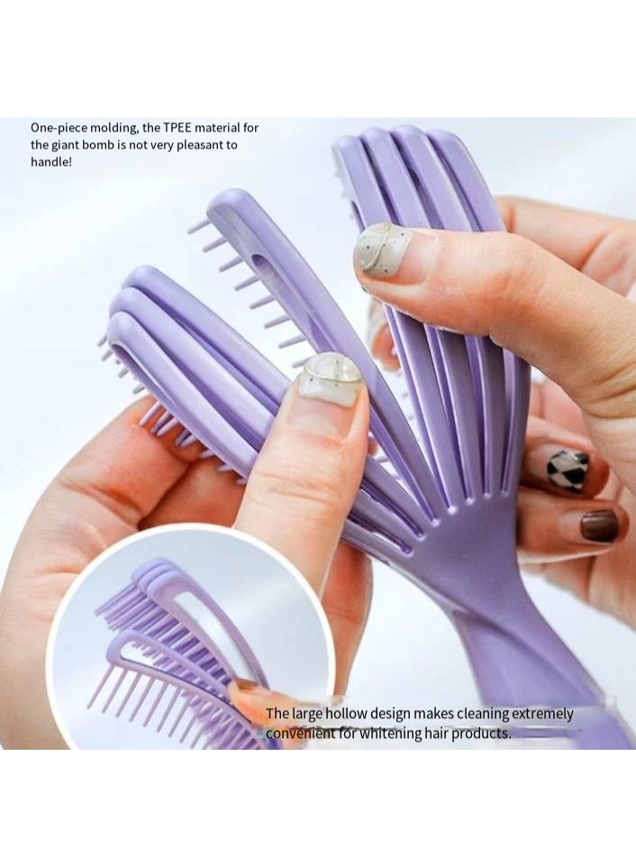 Shell comb with hollow design for volumizing and smoothing hair; anti-static, gentle on hair, massages the scalp; ribbed comb, suitable for both wet and dry use. - Image 4