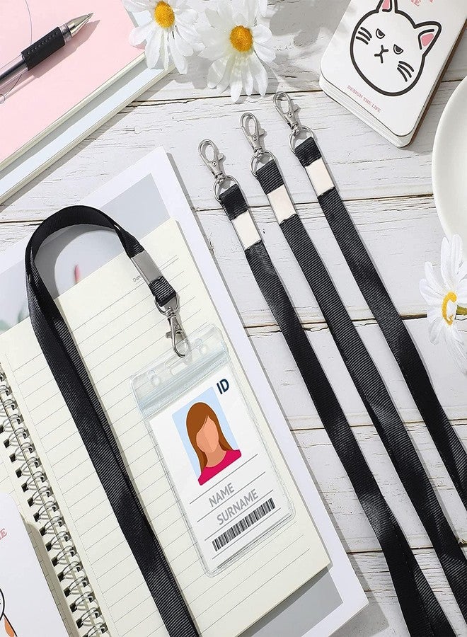 ANG 10 Pcs Lanyard Badge ID Card Holders, Sealable Waterproof Clear Plastic Holder with Neck Lanyard Swivel J-Hook Clip (Vertical) - Image 3