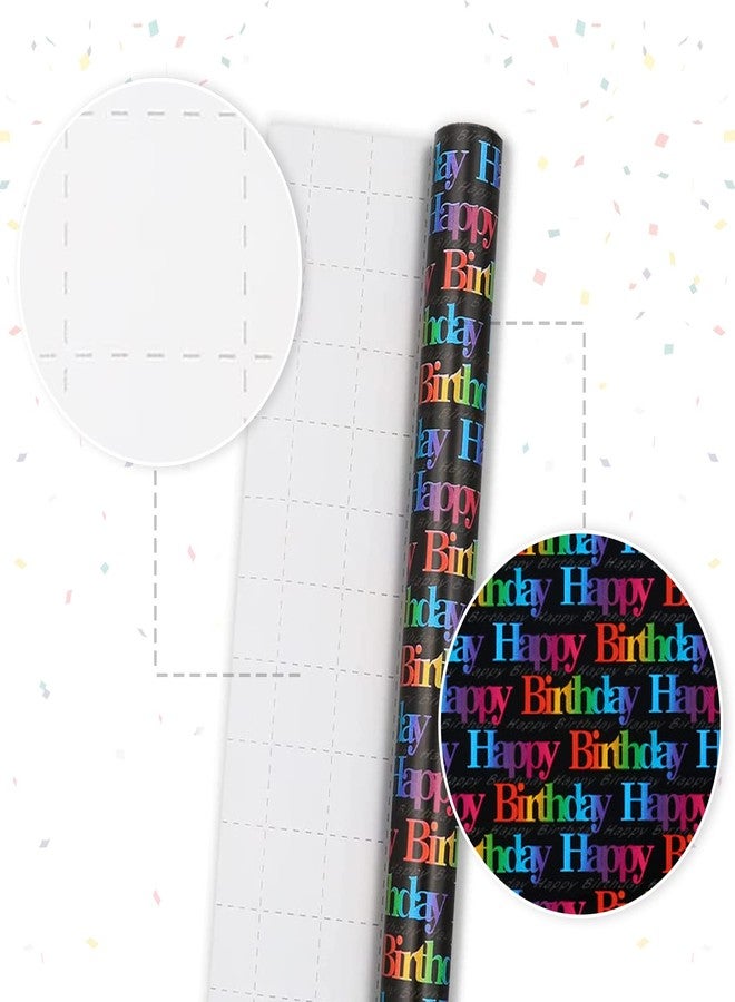 NEPOG Birthday Wrapping Paper for Girls Boys Kids Women Men, Gradient Color Happy Birthday Wrapping Paper with Cut Lines on Reverse, 6 Sheets Folded Flat 20x28 inches for Birthday Occasion - Image 3