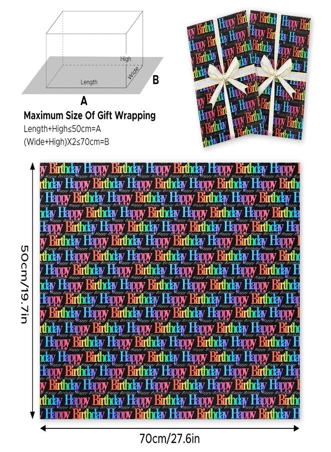 NEPOG Birthday Wrapping Paper for Girls Boys Kids Women Men, Gradient Color Happy Birthday Wrapping Paper with Cut Lines on Reverse, 6 Sheets Folded Flat 20x28 inches for Birthday Occasion - Image 2