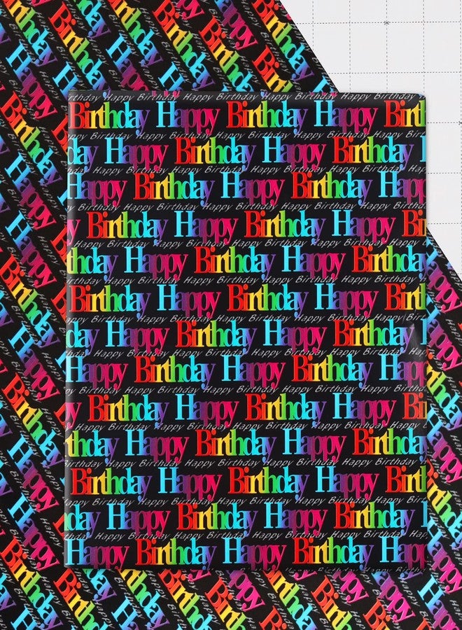 NEPOG Birthday Wrapping Paper for Girls Boys Kids Women Men, Gradient Color Happy Birthday Wrapping Paper with Cut Lines on Reverse, 6 Sheets Folded Flat 20x28 inches for Birthday Occasion - Image 1